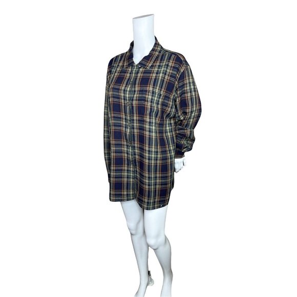 L.L. Bean Plaid MultiColor Long Sleeve Button Up Top Size Large - Picture 3 of 7